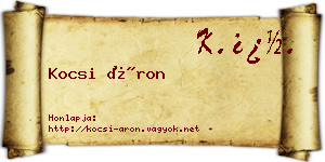 Kocsi Áron névjegykártya